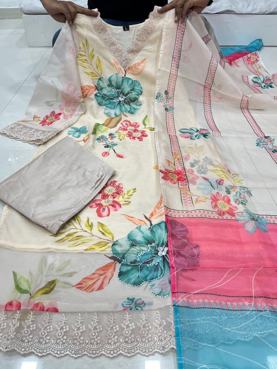 Pure Chanderi Silk suit set