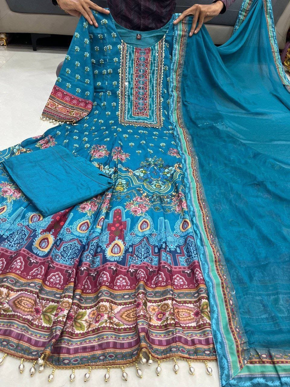 Muslin Silk Anarkali suit set