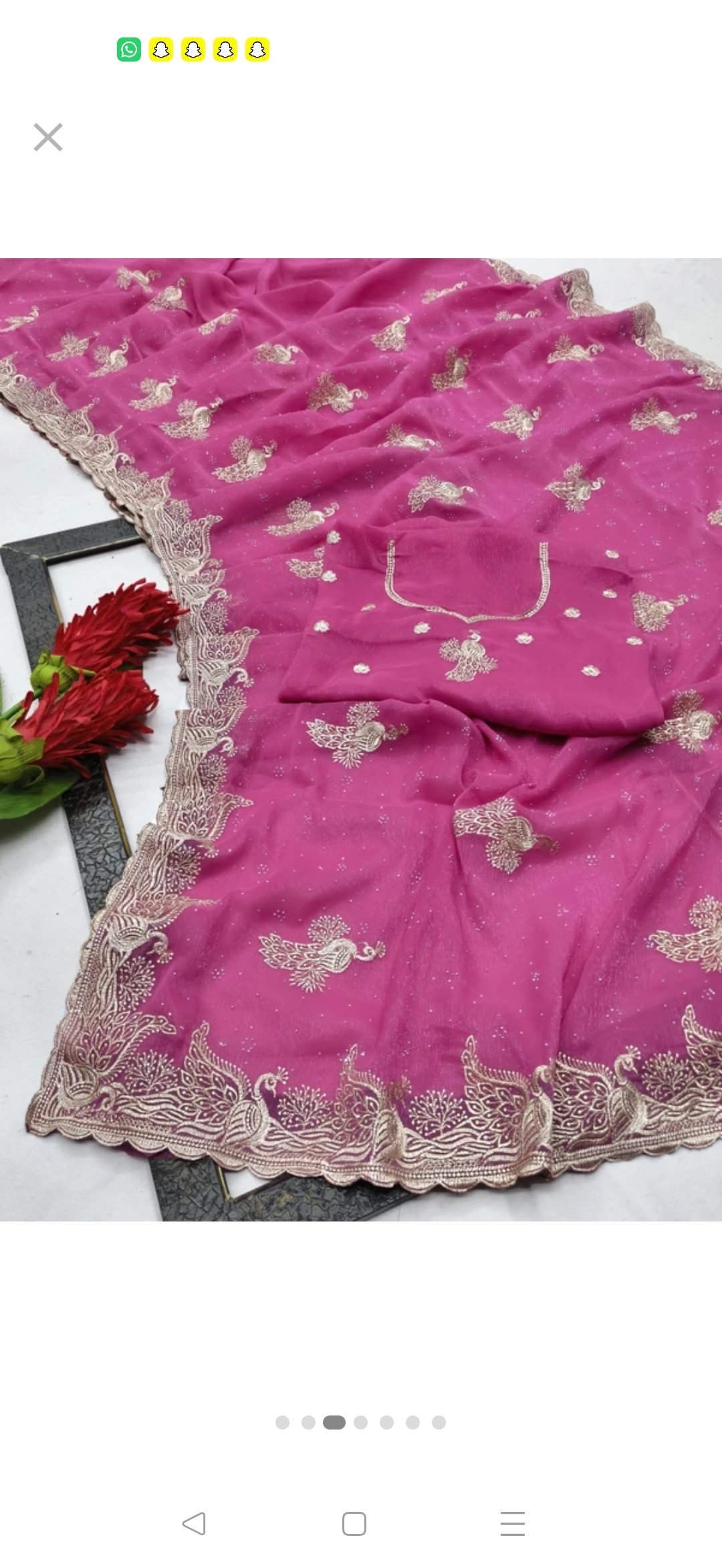 Heavy border pink saree
