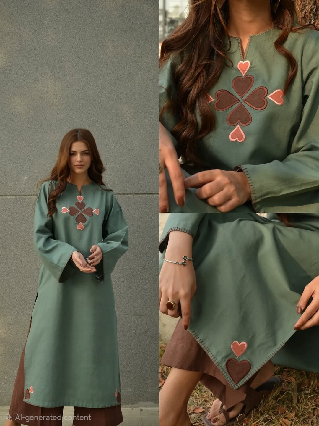 Beautiful embroidery work kurti & pant set