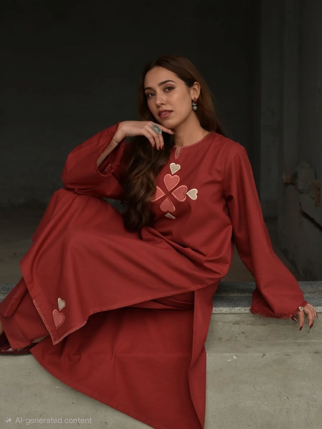 Beautiful embroidery work kurti & pant set