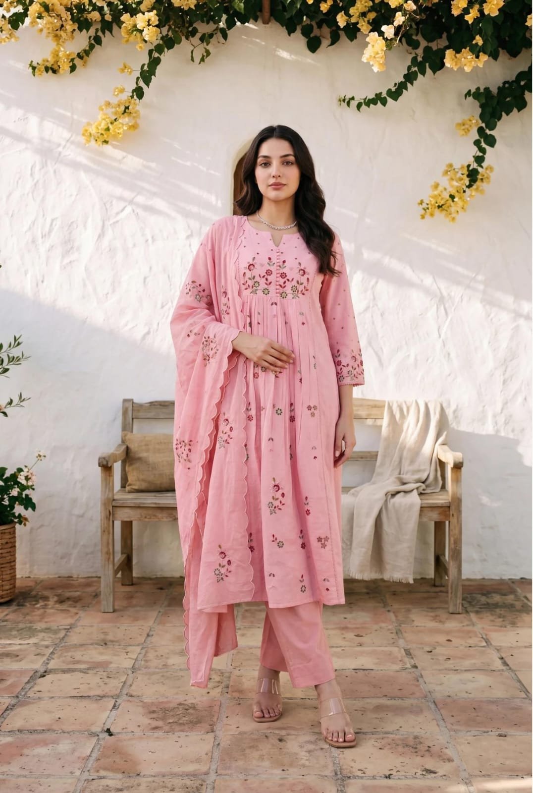 Cotton Kurti Pant Dupatta Set