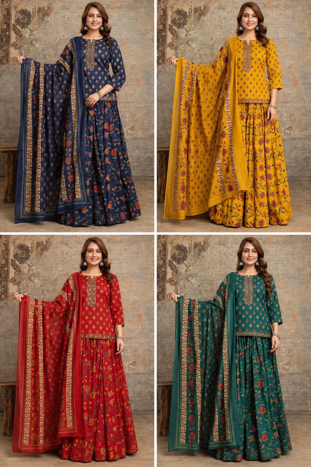 Beautiful kurti, skirt with dupatta