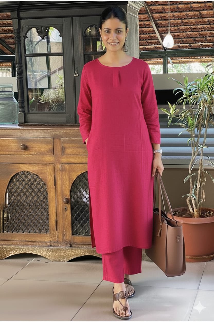 Cotton Slub Kurti and Pant Co-ord set
