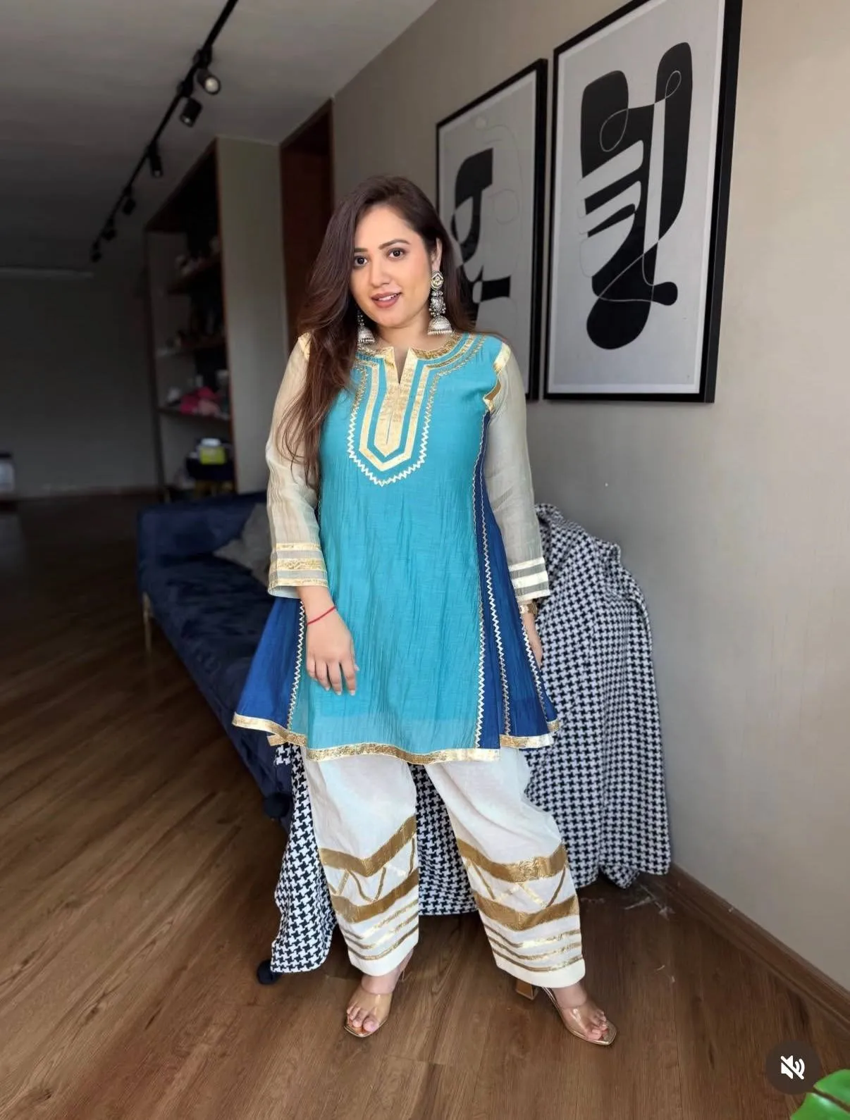Beautiful Gota Patti Work short Frock style co-ord set