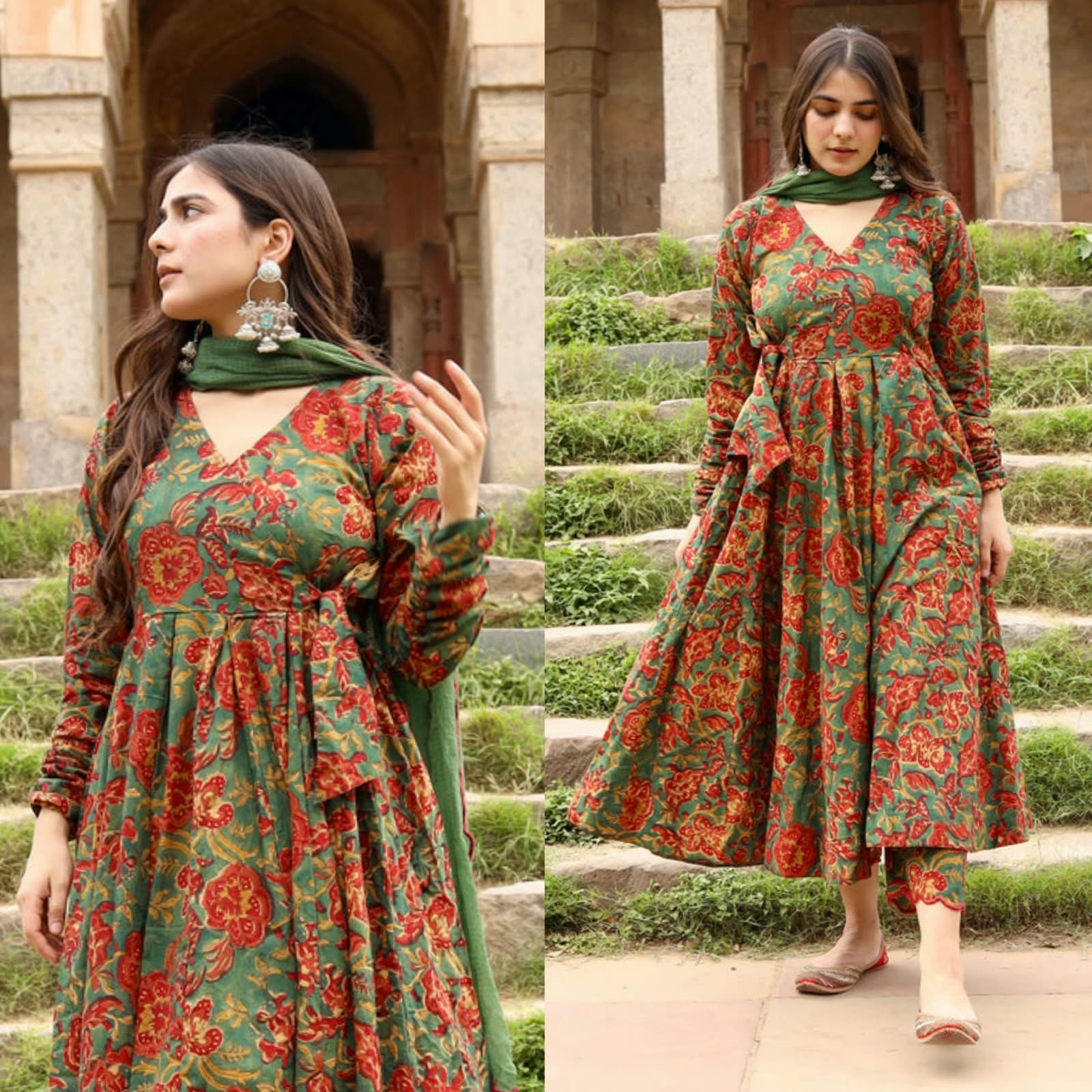 Anarkali in English green colour, comfortable and full of flair